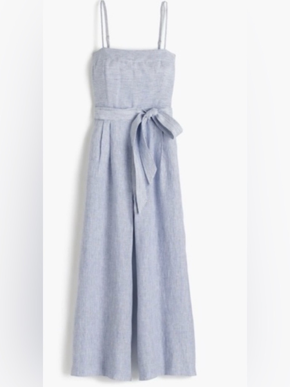J.Crew Spaghetti Strap Jumpsuit in Blue Striped Beauchamps Linen SIZE 6 - Picture 4 of 10